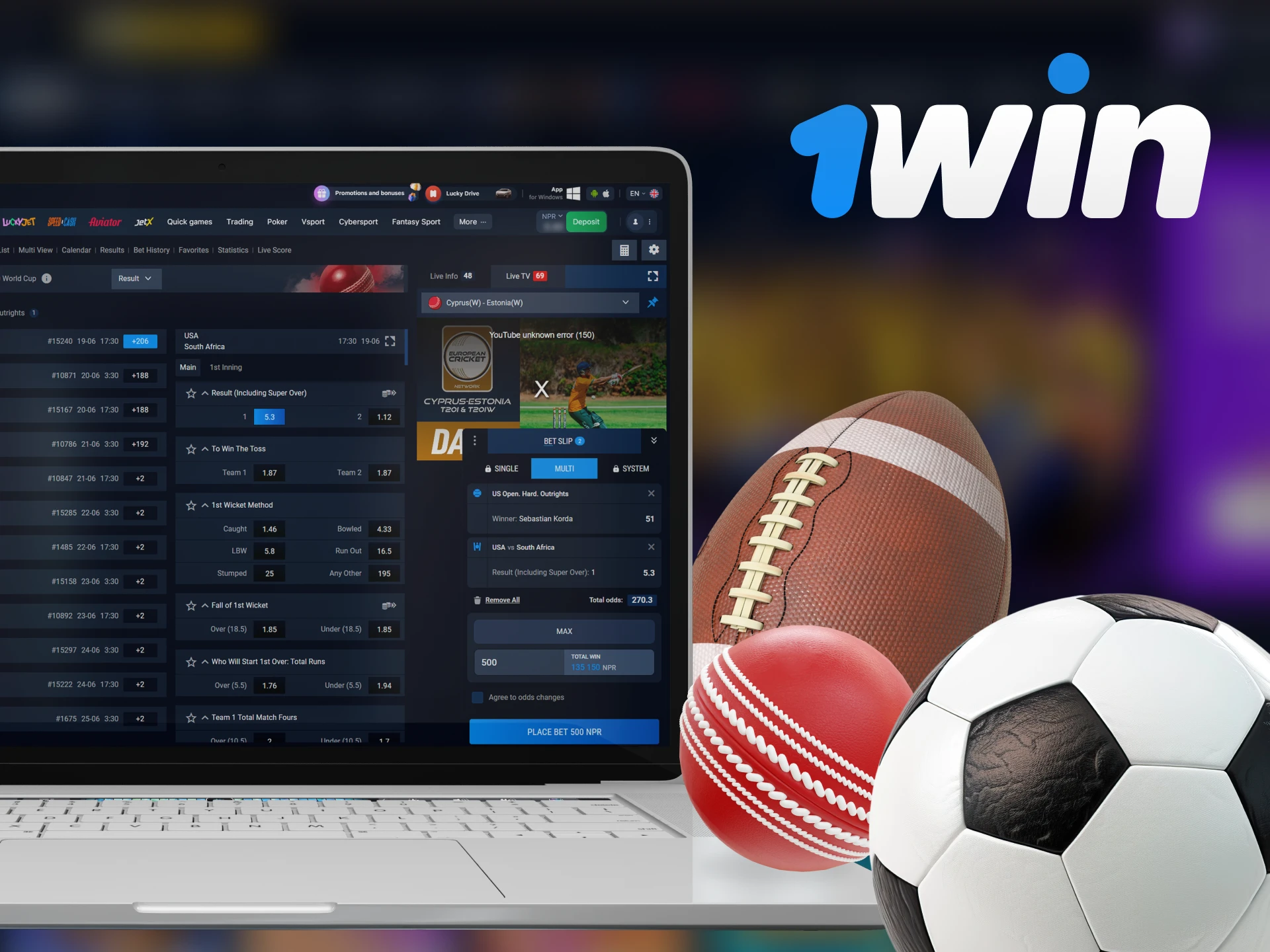 Betting on sports is easy with 1Win.