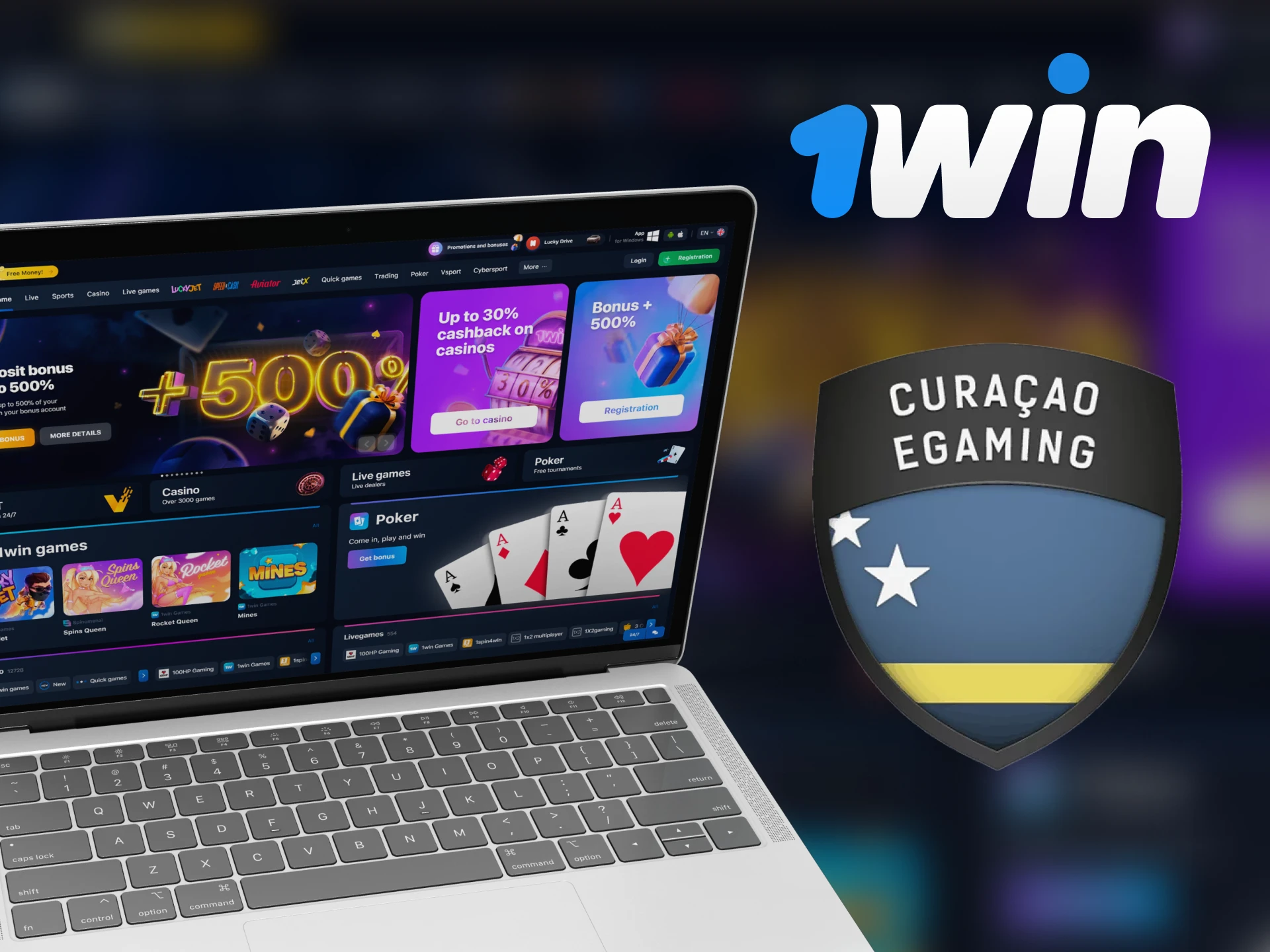 1Win is licensed in Curacao and has verified software providers.