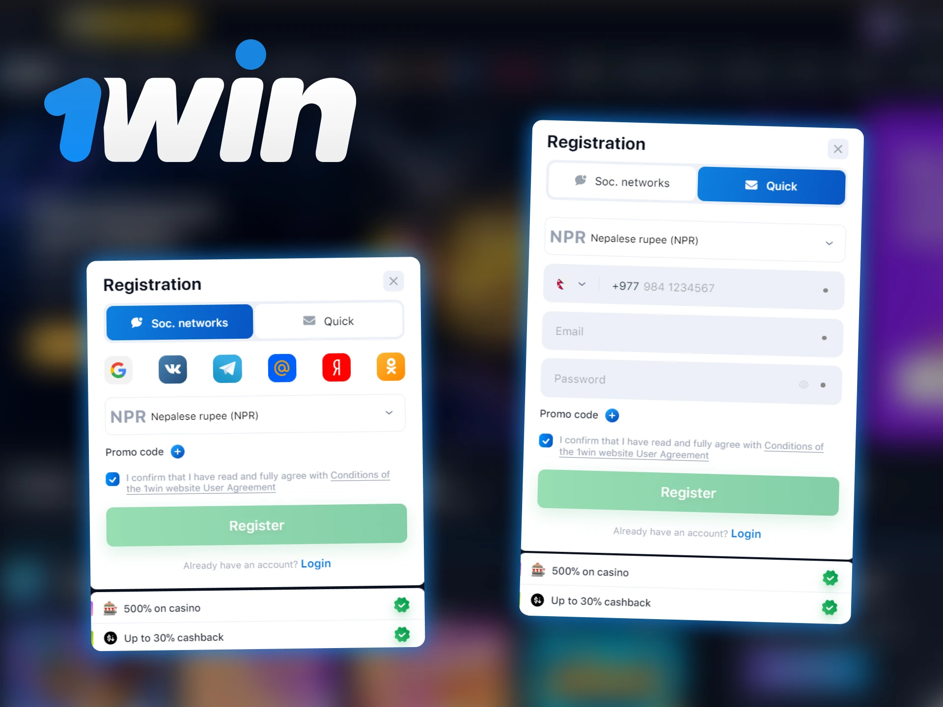 Register with 1Win using your favorite method.