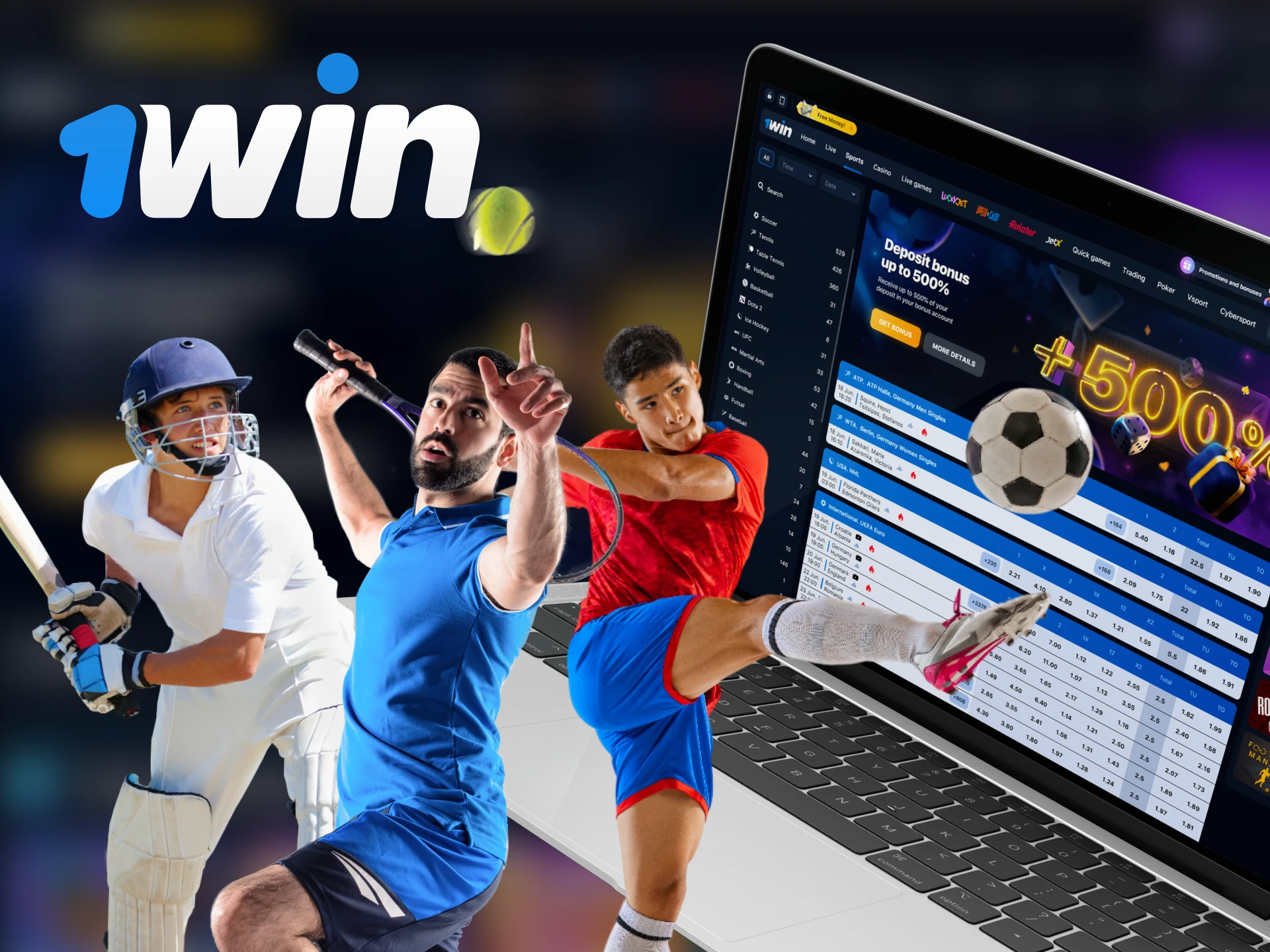 1Win offers a wide range of sports to bet on.