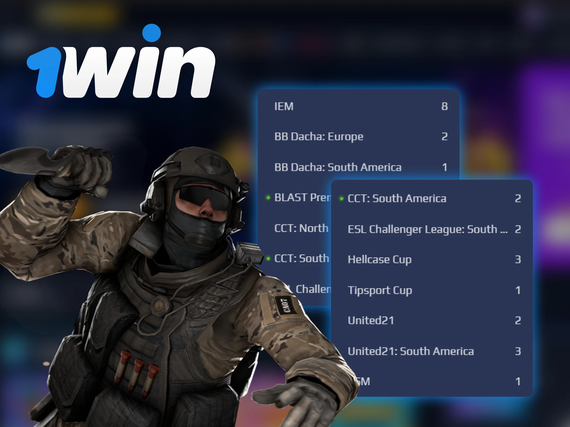 At 1Win you can bet on these popular CS2 tournaments.