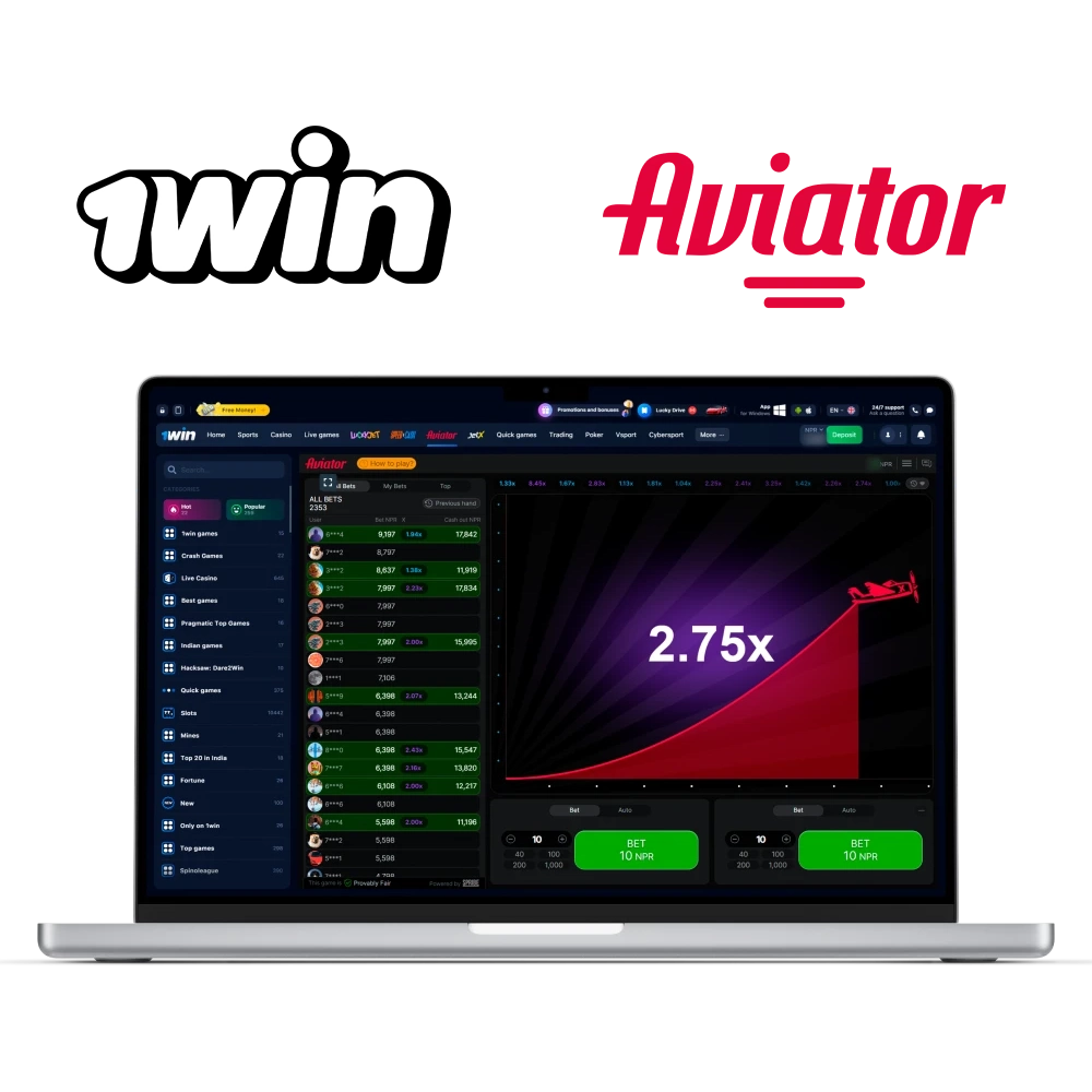 Aviator is a popular crash game that can be played on 1Win.