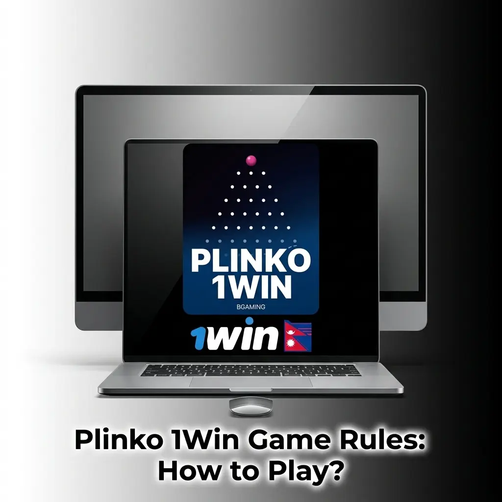 Plinko 1Win game board with ball dropping through pegs into multiplier slots showing low medium and high risk levels